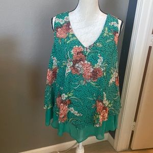 COPY - Torrid green tank top floral blouse size 2X